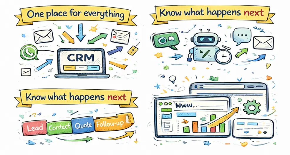 every enquiry is logged, every step is tracked, and every follow-up is clear.