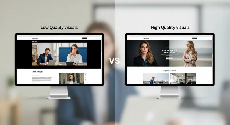 High-quality visuals used in business website design to improve engagement