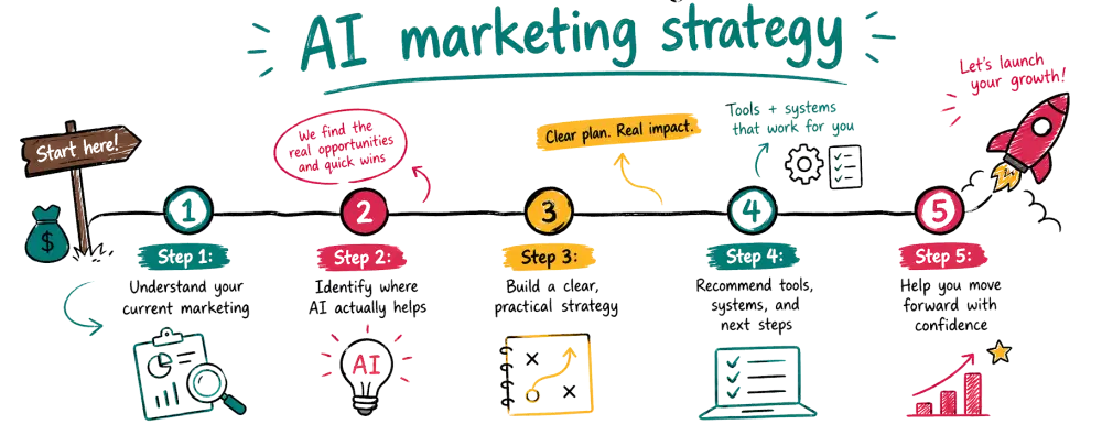 How we build your AI marketing strategy flow chart