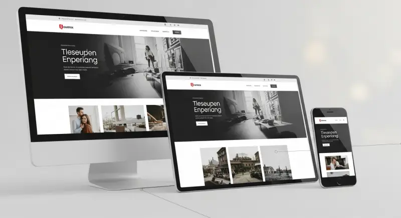 Responsive business website design displayed on mobile tablet and desktop devices