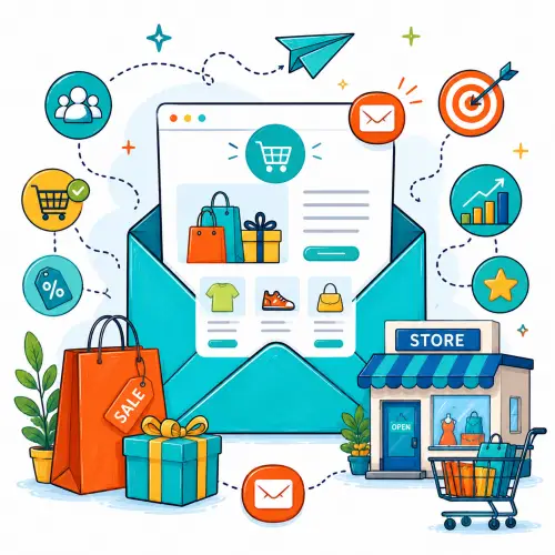 Email marketing and retail icons